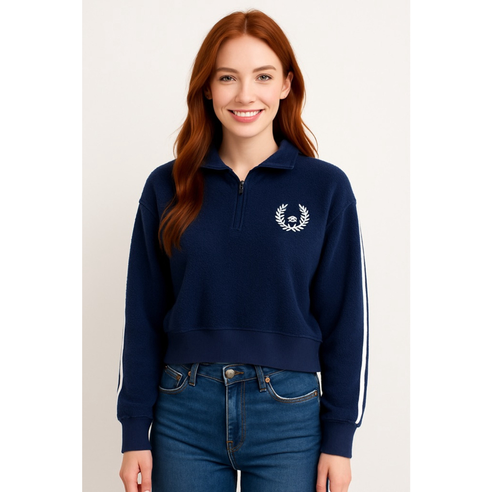 Women's PINK Victoria's Secret Navy Blue Cropped Sweatshirt M